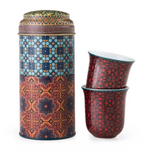 Tin Box with 2 Coffee Cups Porcelain Vagabonde