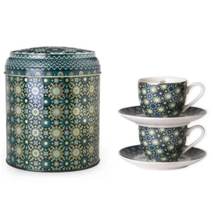 Tin Box with 2 Coffee Cups & Saucers Andalusia