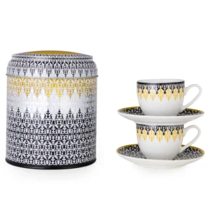 Tin Box with 2 Coffee Cups & Saucers Safra