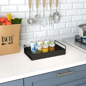 Bessoni Minimalist Matte Black Metal Vanity Tray