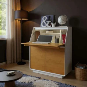 Home24 Morteens Modern Desk ? Scandinavian Design with Solid Wood Accents