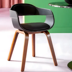 KARE Design Costa Elegant Mi-Century Modern Armchair in Black & Walnut