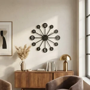 Koziol PINBALL Wall Clock - Retro Quartz Clock in Black