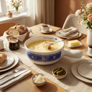 Migros Alpine Ceramic Fondue Bowl with Handle