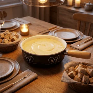 Migros Fondue Pot with Wooden Handle