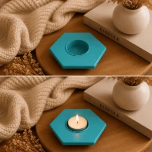 Modern Hexagonal Matte Iron Candle Holder