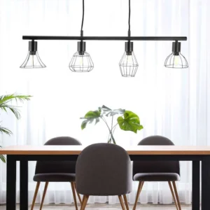 Nino Germany Industrial Pendant Light ? 4-Lamp Vintage Metal Chandelier