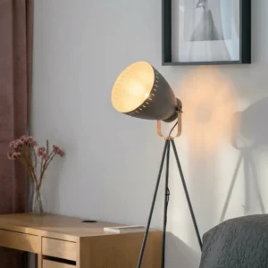 Nino Germany Makky Floor Lamp ? Industrial Black & Copper Swivel Spotlight