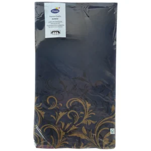Premium Linen-like Throwable Tablecloth Black-Blue with Design