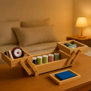 Relaxdays Bamboo Folding Jewelry Box - Sustainable Multi-Level Organizer with 5 Compartments