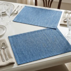Set of 2 Table Placemat Blue & Silver