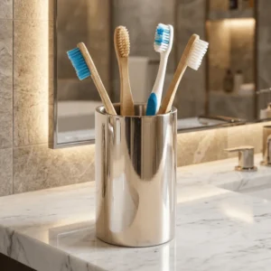 Spirella Porcelain Tumbler - Chrome Bathroom Cup
