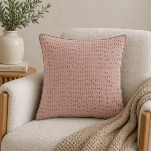 Tiseco Cushion - Dash Pattern - Blush Pink