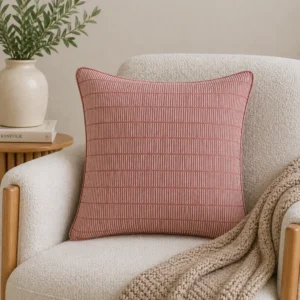 Tiseco Cushion - Geometric Dash Pattern - Dusty Rose