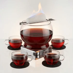 Traditional German Mulled Wine Punch Bowl Set with Cups and Warmer