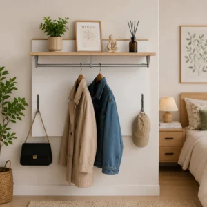 Wall-Mounted Coat Rack with Shelf and Hanging Rail