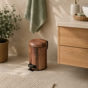 Wenko Acacia 3L Brown Steel Pedal Trash Bin