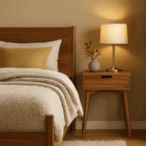 Wenko Acina FSC Wood Side Table ? Scandinavian Nightstand with Drawer
