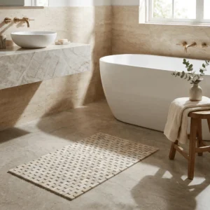 Wenko Bamboo bath mat, white