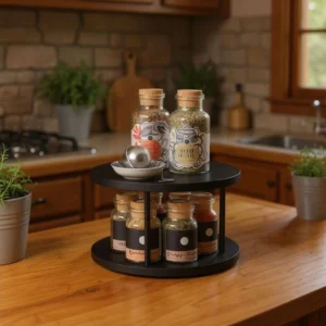 Wenko Cabinet Carousel Duo Black Stainless Steel