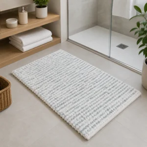 Wenko Mellili Polycotton Bath Mat in White-based M?lange