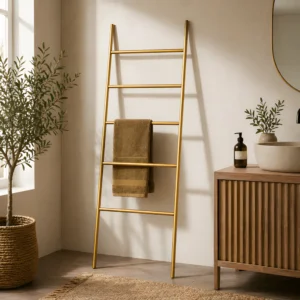 Wenko Nori Bamboo Towel Ladder - Freestanding 5-Rail Storage Rack