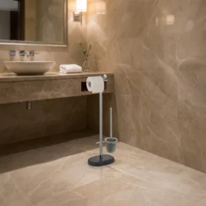 Wenko Puro Freestanding Toilet Set ? 2-in-1 Paper Holder & Brush Stand