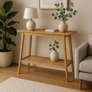 Wenko Sustainable Bamboo Console Table - Compact Multi-Purpose Furniture & Shelving