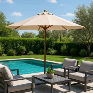 Wooden Parasol Taupe Color