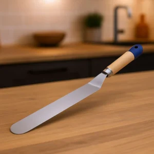 Zyliss Angled Palette Knife ? Stainless Steel Icing Spatula with Beech Wood Handle